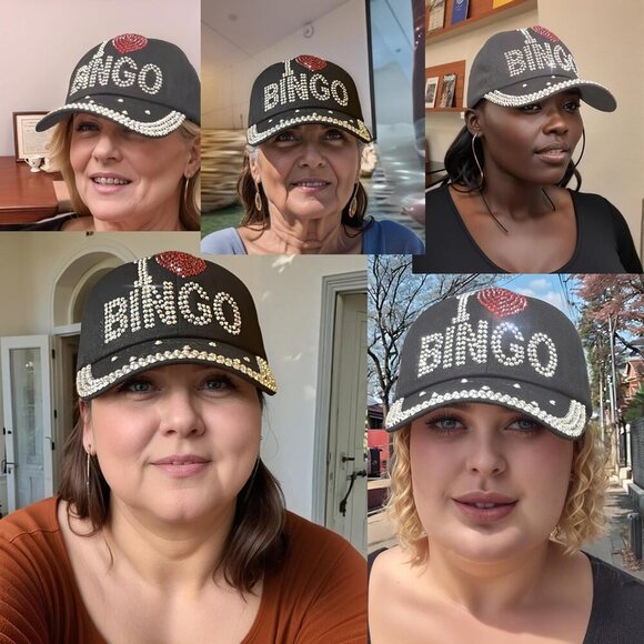 Women’s Rhinestone Baseball Cap Distressed Denim Gift Accessory - Picture 3 of 9